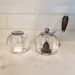 MCM Lucite Spherical Salt Shaker And Pepper Grinder